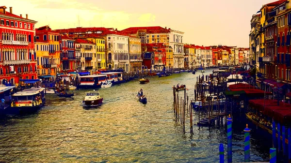 Paisaje Romántico Venecia Italia Efecto Gráfico Ligero — Foto de Stock