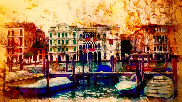 Romantic scenery of Venice, Italy. Computer painting