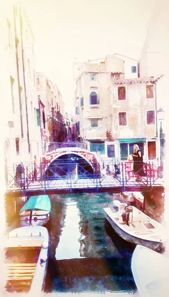 Paysage Romantique Venise Italie Peinture Informatique — Photo