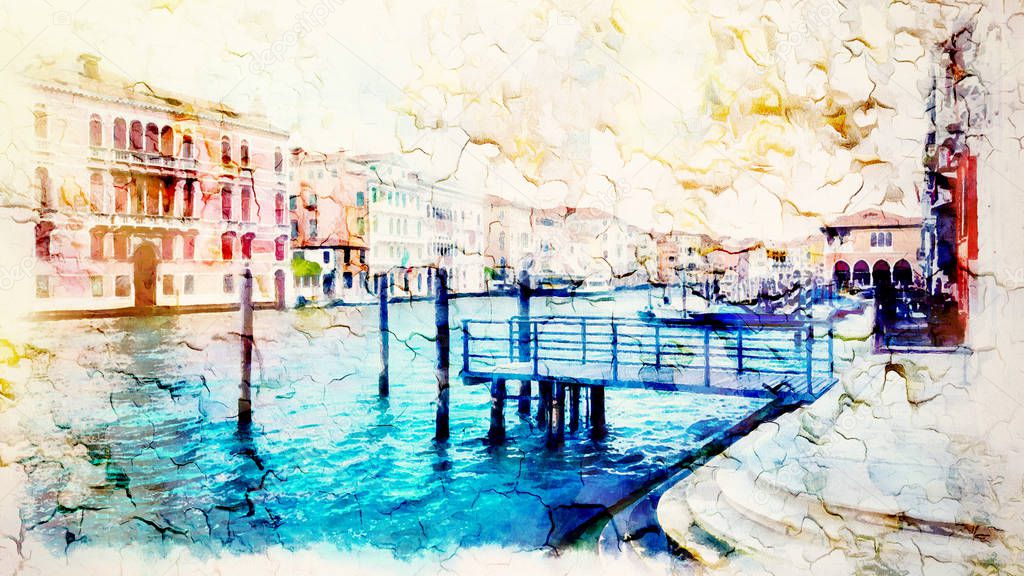 Romantic scenery of Venice, Italy. Computer painting