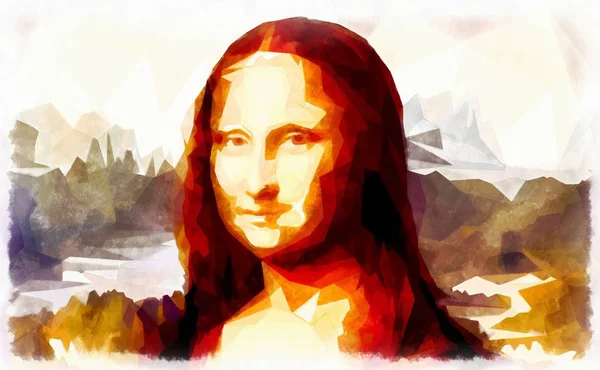 Mona Lisa Leonardo Vinci Poligon Hatása — Stock Fotó