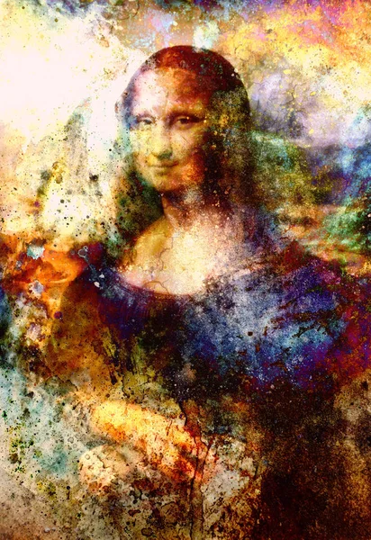 Reproduction Painting Mona Lisa Leonardo Vinci Graphic Effect — Stock Photo, Image