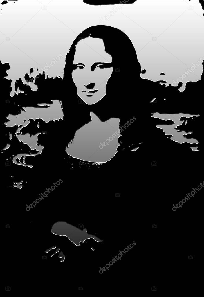 Reproduction of painting Mona Lisa by Leonardo da Vinci and graphic effect