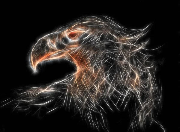 Skizze eines Adlerkopfes auf Papier. fraktale Wirkung. — Stockfoto