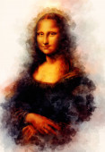 Festménye a Mona Lisa Leonardo da Vinci és grafikus hatás reprodukciója.