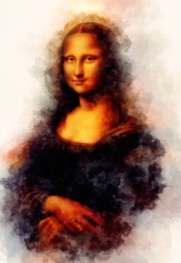 Reproduction of painting Mona Lisa by Leonardo da Vinci and graphic effect. clipart
