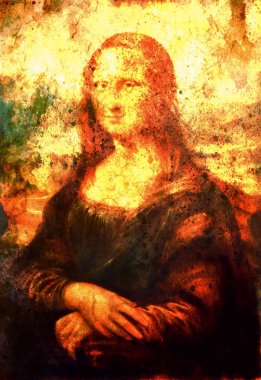 Mona Lisa Leonardo da Vinci ve hafif eski boyama üreme.