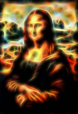 Mona Lisa Leonardo da Vinci ve fraktal etkisiyle boyama üreme.