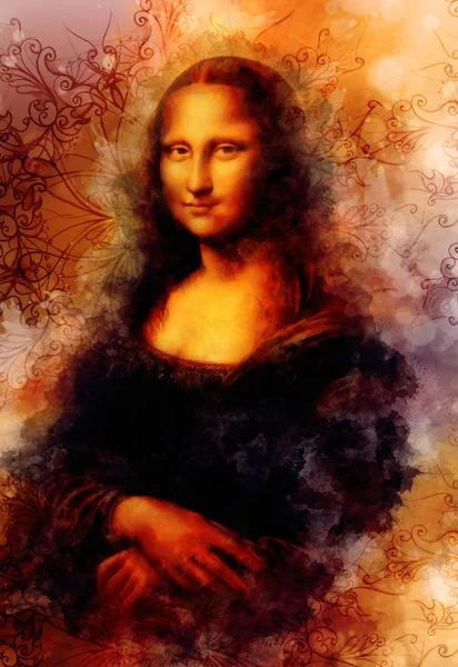 Reprodução da pintura Mona Lisa por Leonardo da Vinci e efeito gráfico . — Fotografia de Stock