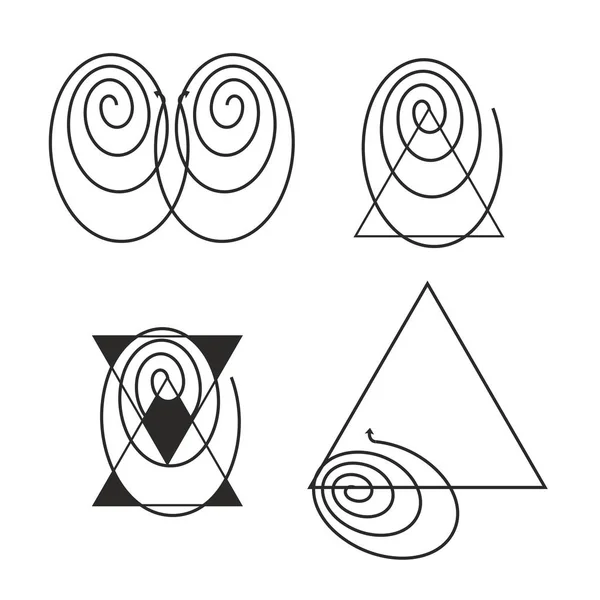 Forme geometriche astratte con forma a spirale. Illustrazione vettoriale punti 10 . — Vettoriale Stock