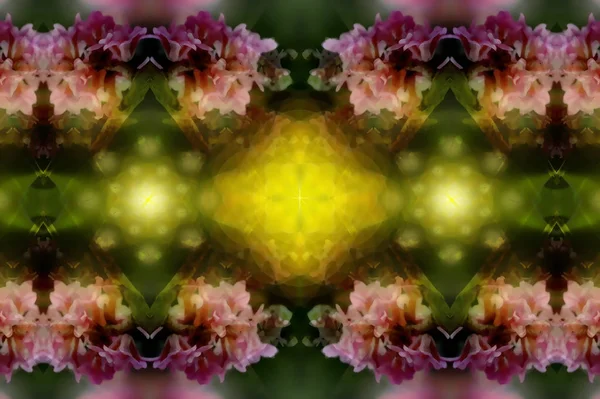 Mandala brillante ornamental en collage texturizado de hojas de plátano. —  Fotos de Stock