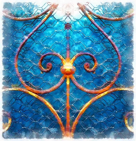 Roseta decorativa ornamental em fenster, efeito gráfico . — Fotografia de Stock
