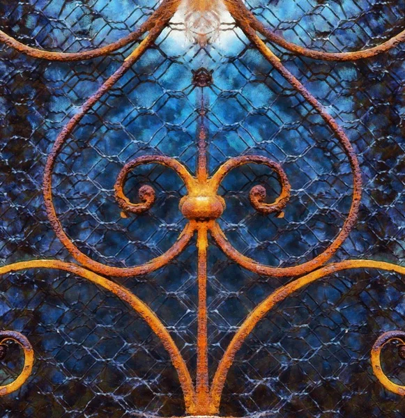 Ornamental decorative rosette on fenster, graphic effect. — Stock Photo, Image