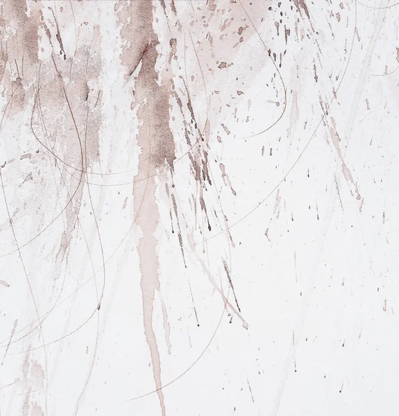 Abstrakt brun stänk på vit akvarellpapper. — Stockfoto