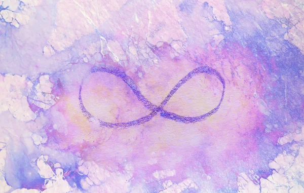 simple symbol of eternity, pencil drawing on abstract background.