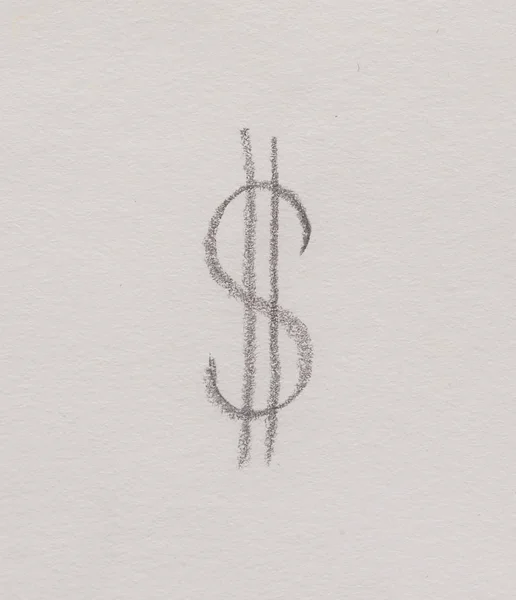 Eenvoudige Amerikaanse dollar symbool, potlood tekening op abstracte achtergrond. — Stockfoto