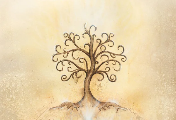 Tree of life symbol on structured background, yggdrasil. — Stock Photo, Image