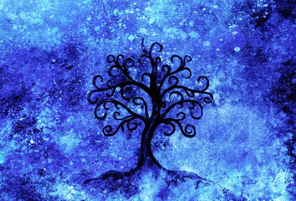 Lebensbaum-Symbol auf strukturiertem Hintergrund, yggdrasil. — Stockfoto