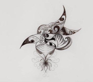 Süslü çizim. Kağıda orijinal el çizimi.