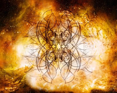 kozmik uzayda süs mandala, grafik etkisi.