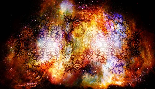 Ornamental mandala in cosmic space, graphic effect. — Stock Photo, Image