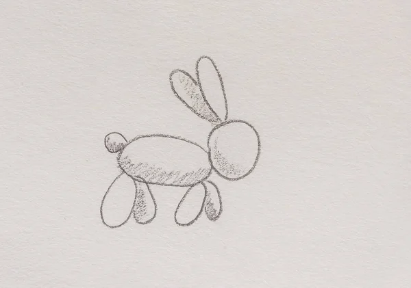 기하학적 모양의 작은 토끼, 추상적 인 배경에 연필 그리기. — 스톡 사진