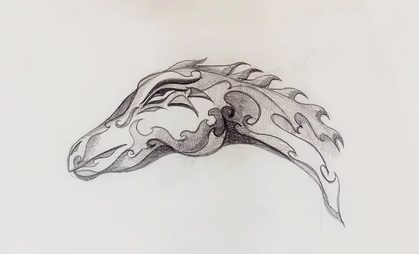 Desenho de cabeça de dragão em papel . — Fotografia de Stock