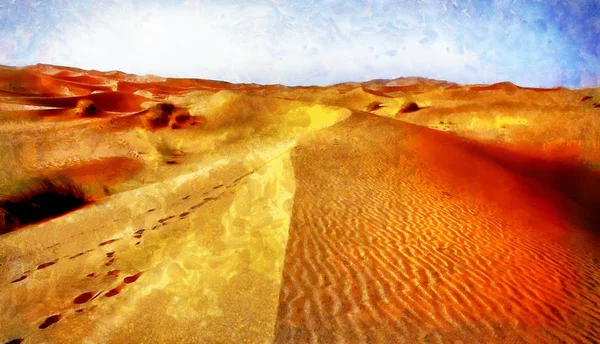 Um cenário deserto marroquino composto e efeito de pintura computadorizada . — Fotografia de Stock