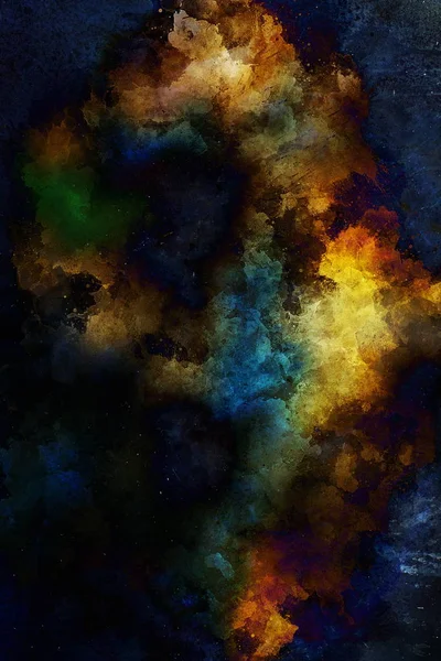 抽象的な色の飛沫と黒の背景にスポット. — ストック写真