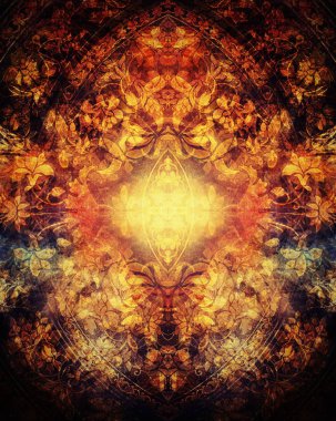 Renkli süs yapısı, çiçekli süs arkaplanı. sepya tonları.