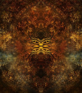 Renkli süs yapısı, çiçekli süs arkaplanı. sepya tonları.