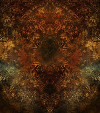 Renkli süs yapısı, çiçekli süs arkaplanı. sepya tonları.