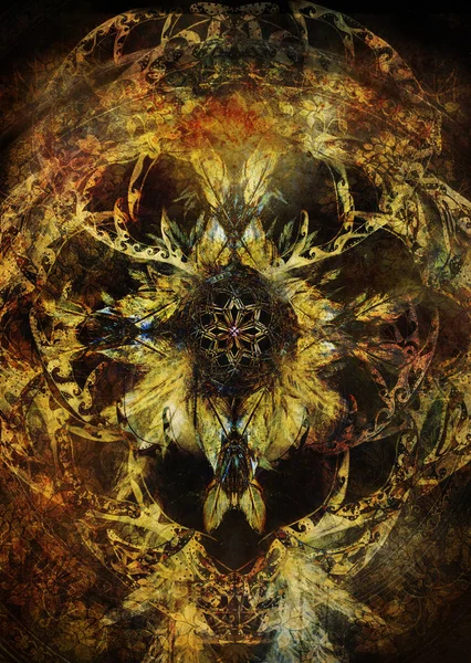 Renkli süs yapısı, çiçekli süs arkaplanı. sepya tonları.