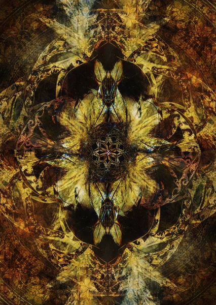 Renkli süs yapısı, çiçekli süs arkaplanı. sepya tonları.