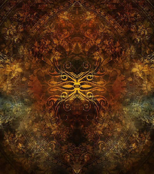 Renkli süs yapısı, çiçekli süs arkaplanı. sepya tonları.