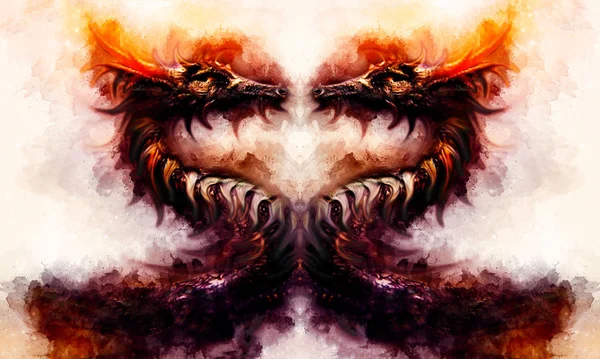 Древний дракон и мягко размытый акварельный фон. — стоковое фото