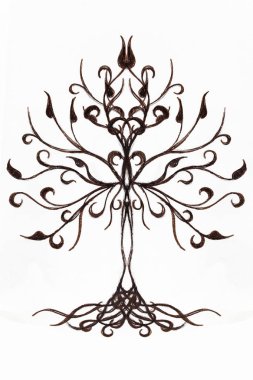 tree of life symbol on structured ornamental background, yggdrasil. clipart