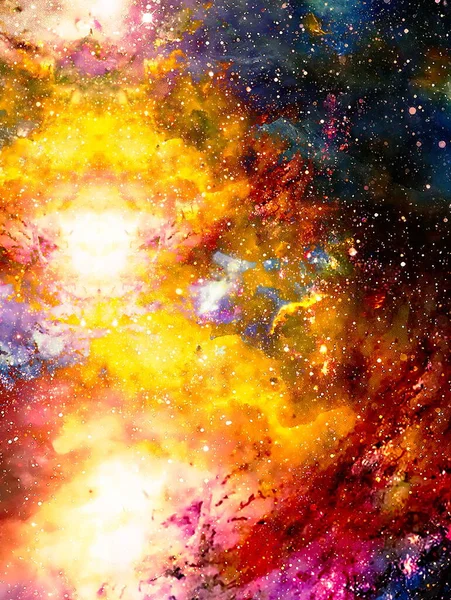 Cosmic space and stars, color cosmic abstract background. Fire effect in space. — Stock Photo, Image