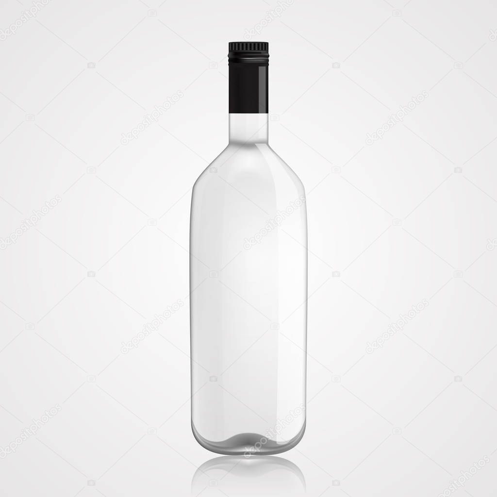 Glass Transparent wine bottle. Vector illustration eps10