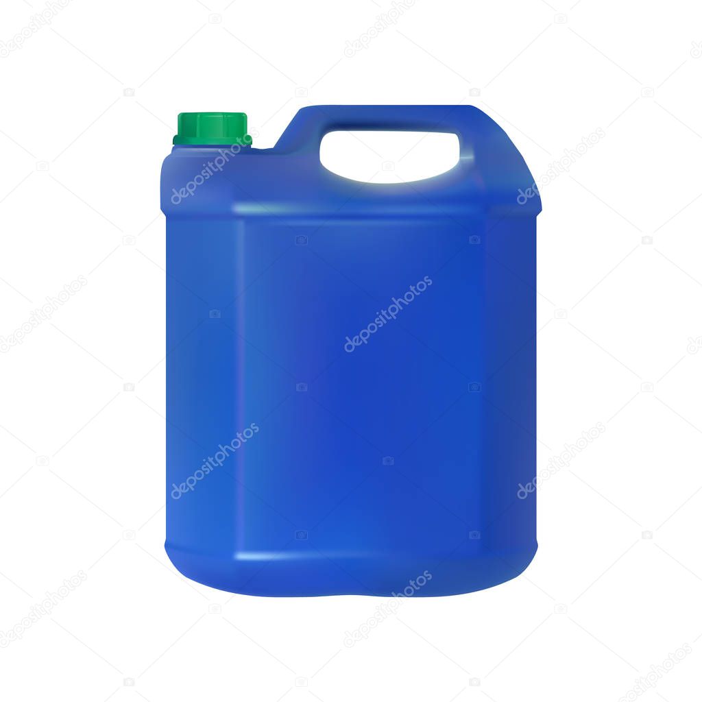Mock up canister for chemistry, package, realistic blank plastic blue canister. Mockup vector eps10