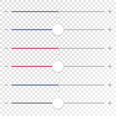 Kaymak, ayar arabirim öğeleri. Yatay fader UI tasarımlar, ekranları dokunmatik ekran için yatay Potansiyometreler için. Malzeme tasarımı renk. Vektör eps10
