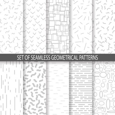Collection of swatches memphis seamless patterns. Retro doodles style 80-90s. Vector eps10 clipart
