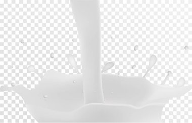 Vektör çizim. Süt damla ve sprey ile gerçekçi düşen akışı.