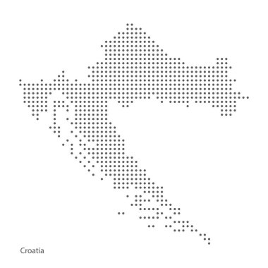 Piksel nokta Hırvatistan haritası. Vektör noktalı beyaz arka plan üzerinde izole Hırvatistan haritası. Vektör eps10