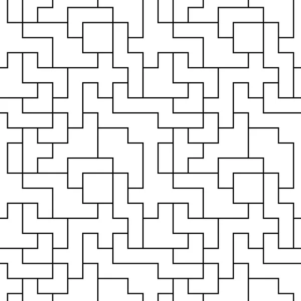 Schwarz-weiß abstrakter Hintergrund mit komplexem Labyrinth. nahtloses Muster. Vektorillustration. — Stockvektor