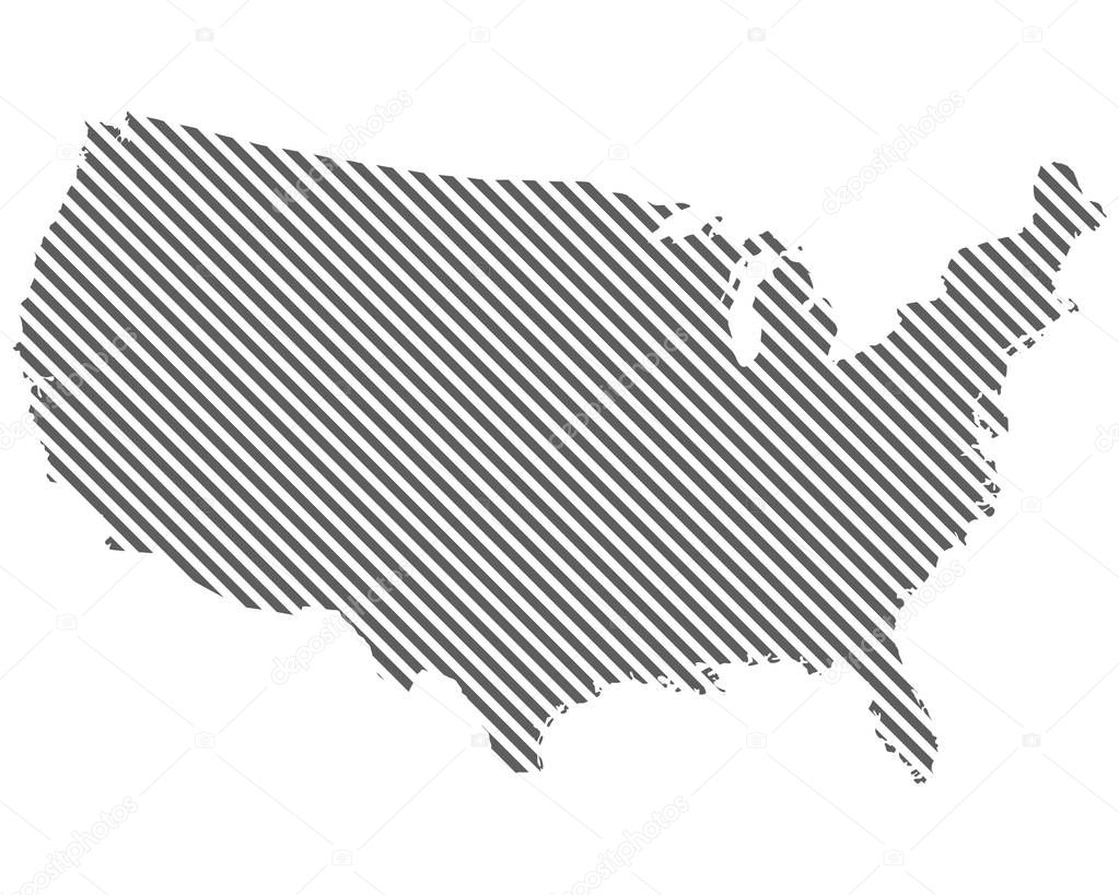 Abstract map of USA United States of America . Diagonal lines. Vector eps10