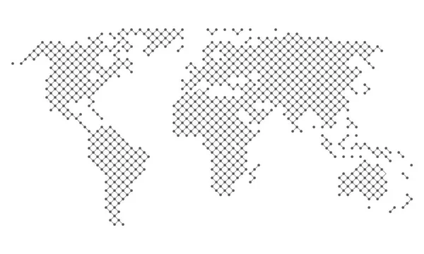 Mapa do mundo abstrato pontilhado de pontos e linhas — Vetor de Stock
