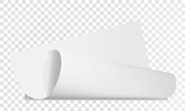 Vita pappersark med böjda hörn och med skugga på transparent bakgrund. Öppenhet i vektorformat — Stock vektor