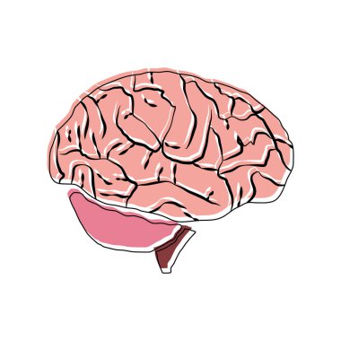 İnsan beyni vektör sanat tek satır. Tıp ve sağlıklı yaşam sembolüdür. Kaplaması, uzaklık yazdırma. Stilize tasarım, doodle, Minimalizm.