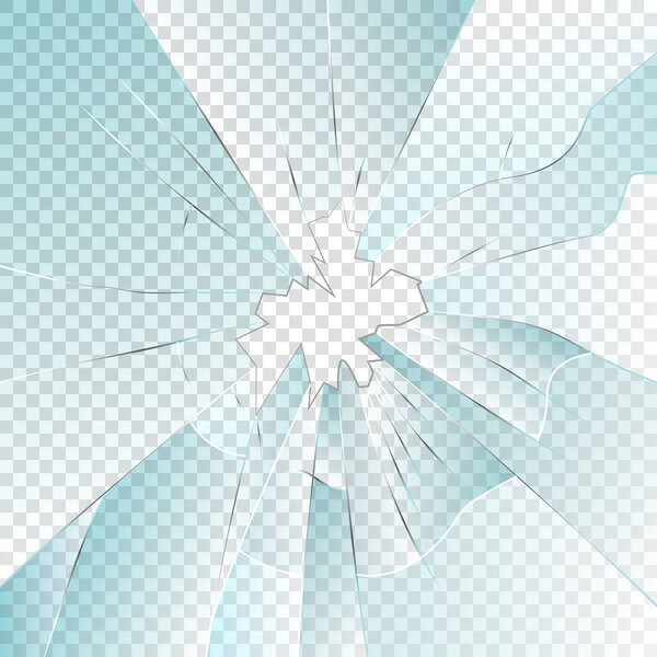 Vector broken glass, on a plaid background. With the effect of transparency for each color of the mood background